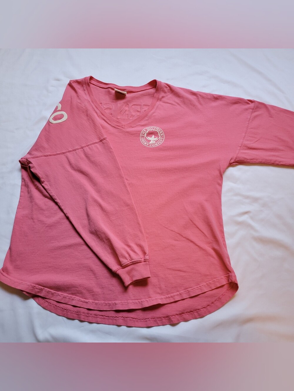 The Southern Shirt Company Pink Long Sleeve V Neck Drop Shoulder Womens Large